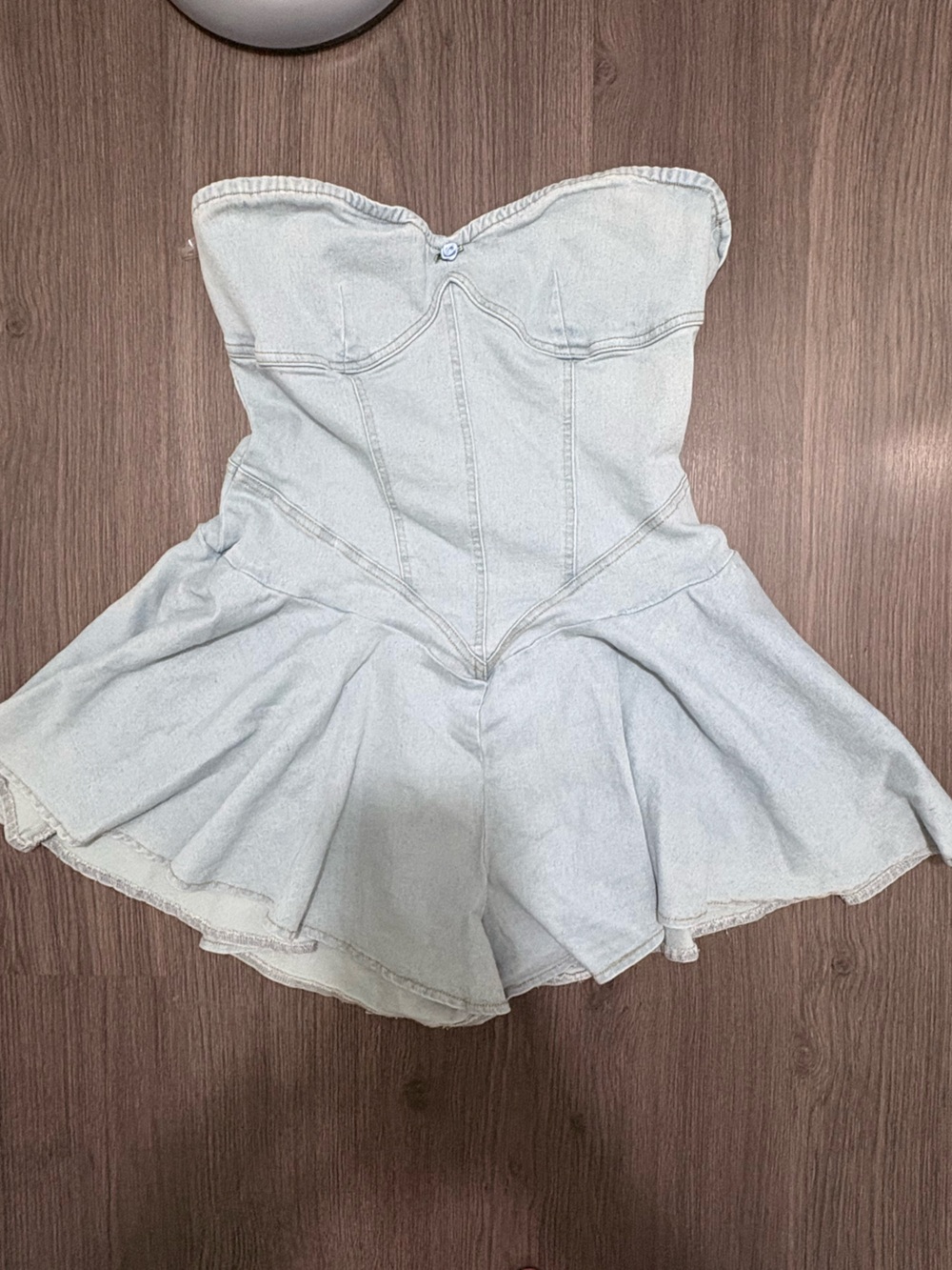 Fashion Nova Light Wash Denim Romper